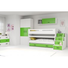 Divstāvu gulta MAX 1 90x200, balts/zaļš